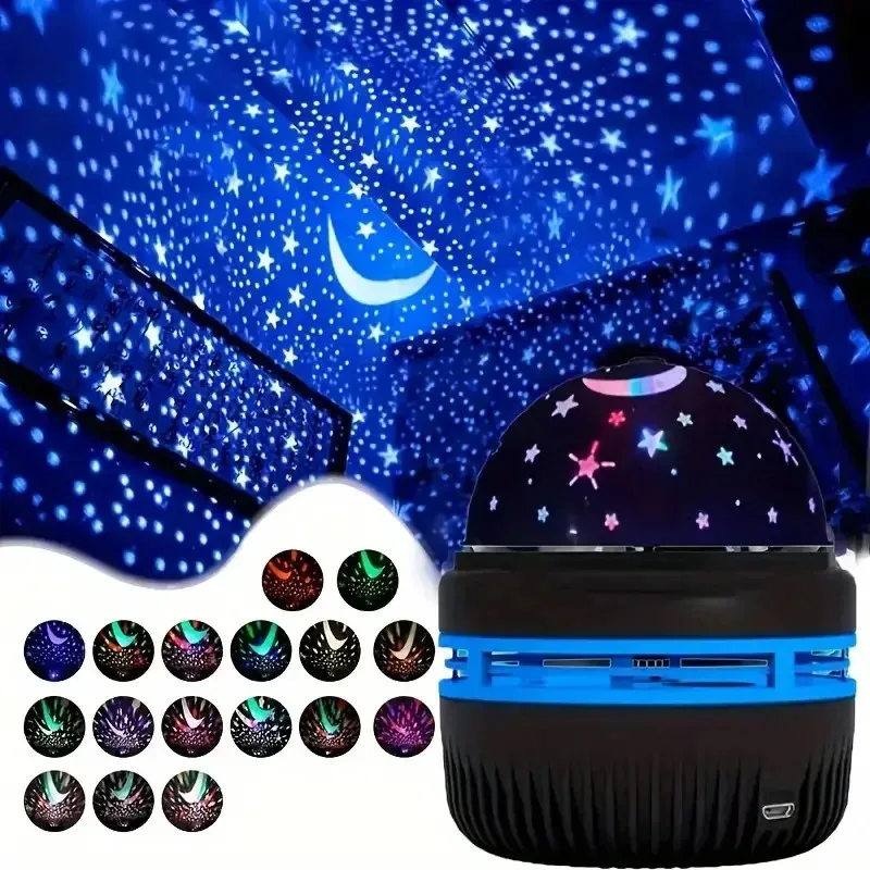 5V Star Galaxy Projector Night Light Sky Colorful Display for Bedrooms Gaming Room USB Auto-Rotating Ambiance for Bedrooms Party