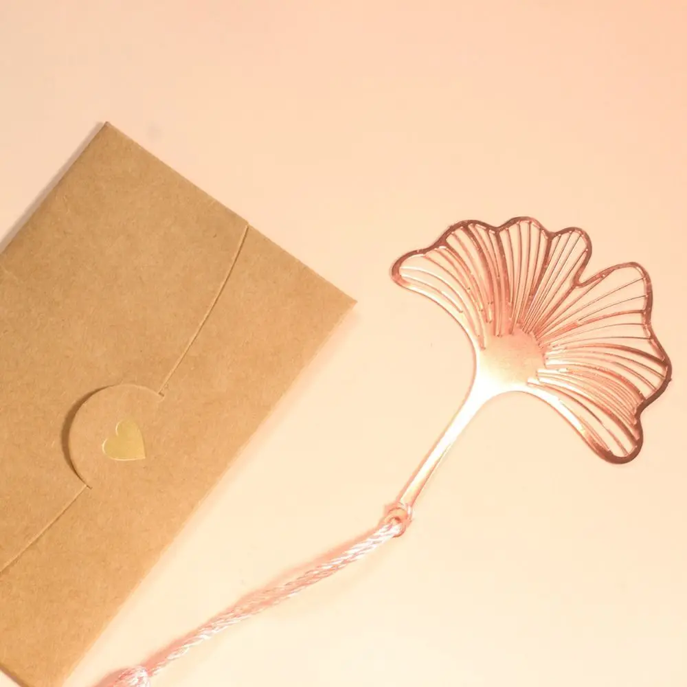 Ginkgo Leaf Hollowed Leaf Flower Bookmark Lotus Tassels Metal Reading Bookmark Retro Creative Leaf Vein Metal Bookmark