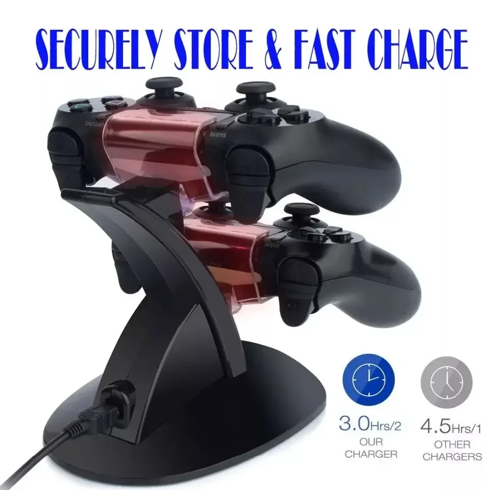 ل PS4 تحكم شاحن LED شحن حامل حامل قفص الاتهام محطة مهد لسوني بلاي ستيشن 4 / PS4 برو / PS4 سليم الملحقات