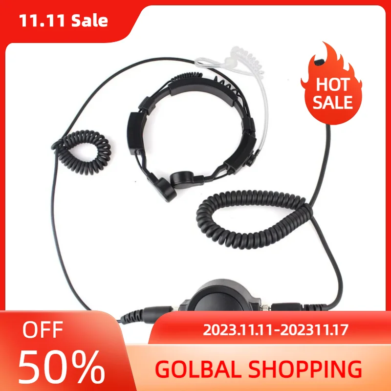 2 Pin Waterproof PTT Throat Mic Covert Acoustic Tube Earpiece Headset for KENWOOD/BAOFENG/TYT/HYT Two Way Radio Accessories