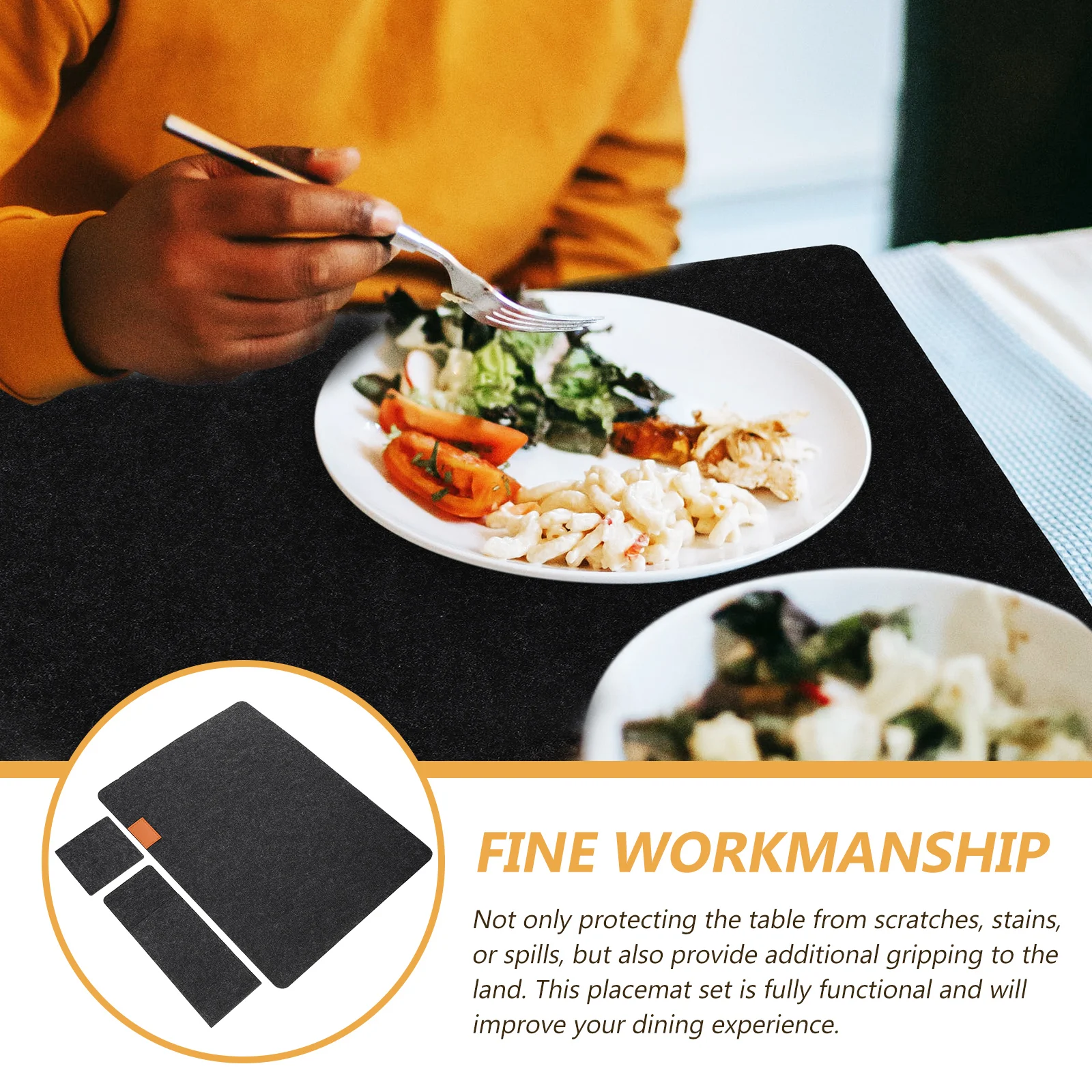 

6Sets Heat Resistant Table Mats Felt Placemats Absorbent Coasters Cutlery Holder Protective Pouch Dining Table Set