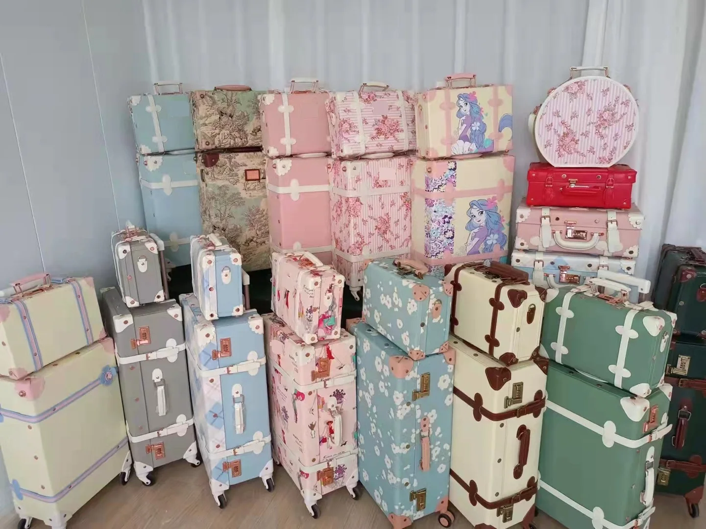 2022 Newest High Quality PU Leather Women Hand-Made Trolley Luggage Suitcase