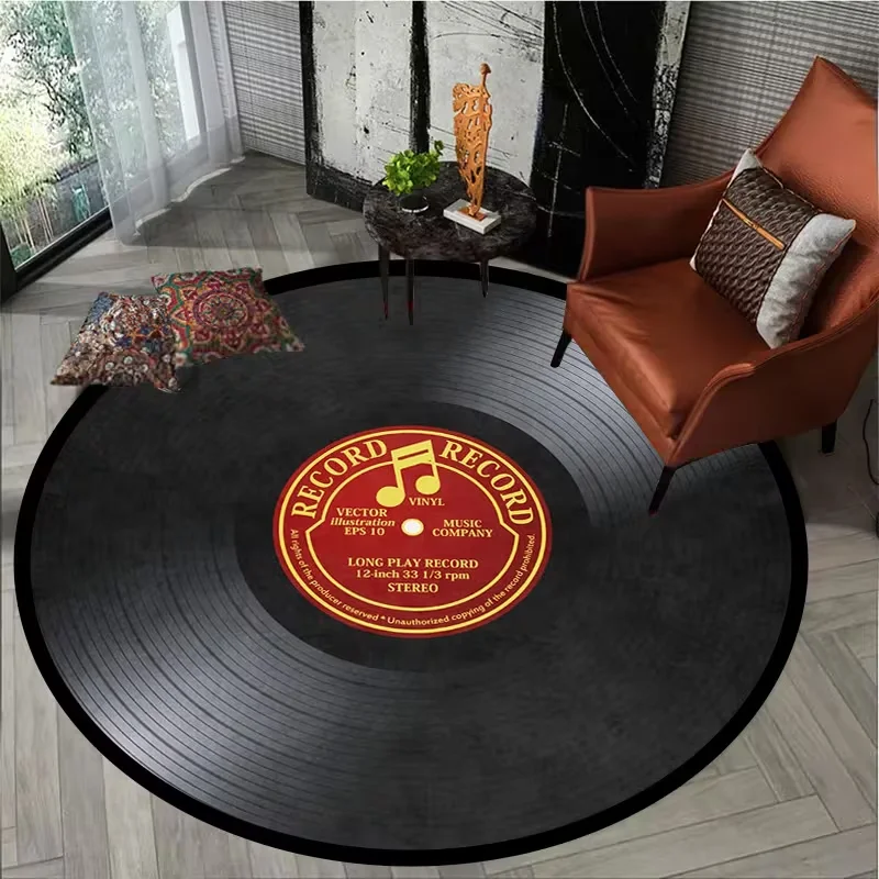 Retro Vinyl Record Carpet Music Practice Room Soft Floor Rug for Living Room, Bedroom, Office Decor Fashionable Home Decor