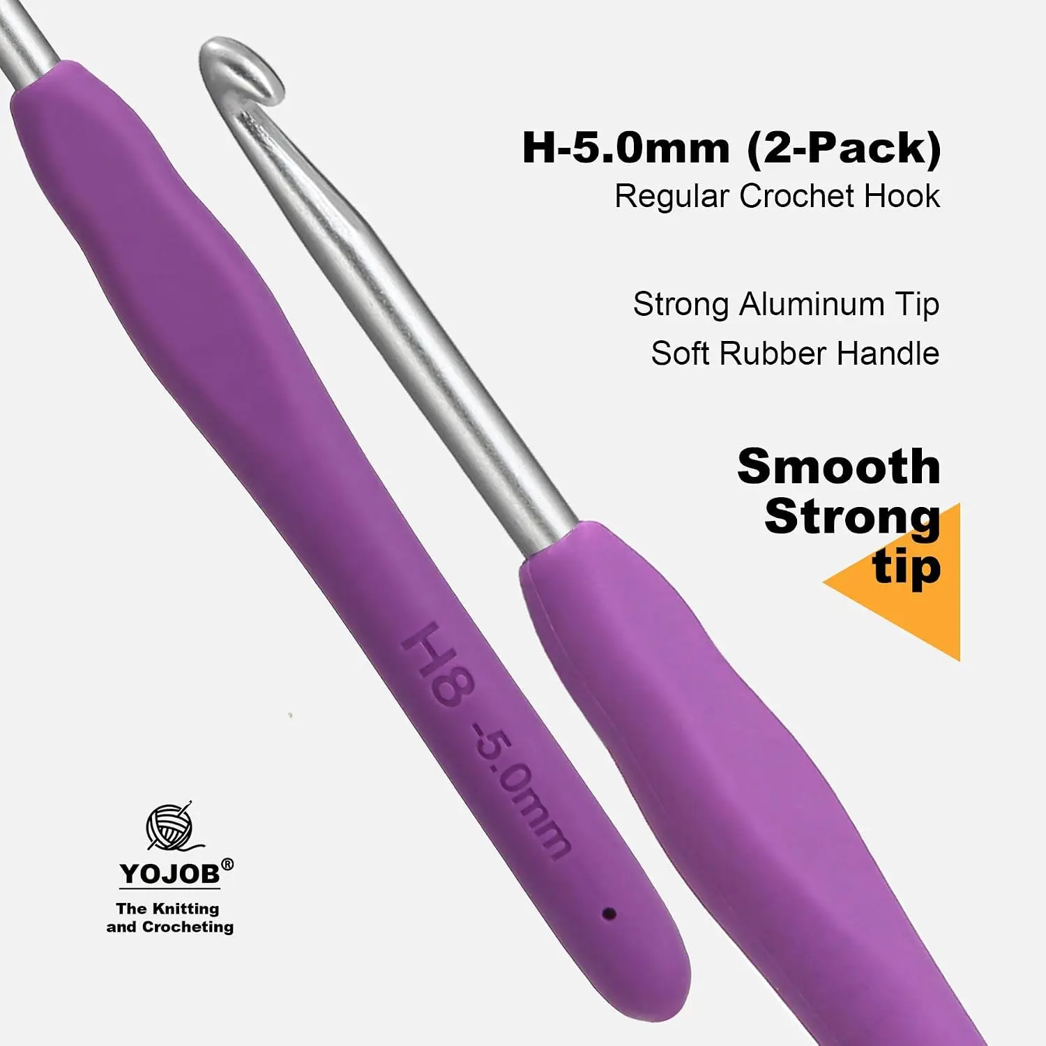 2Pcs 5.0mm Crochet Hooks, Ergonomic Handle for Arthritis, Extra Long Smooth Hook for Beginners view 3