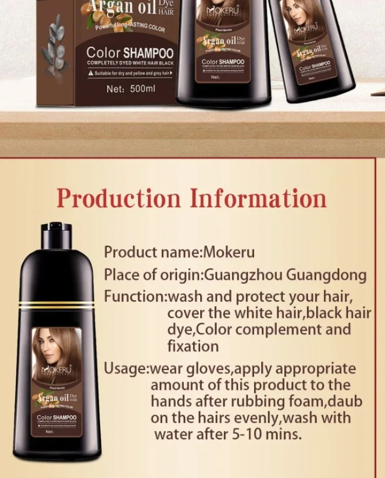 Natürliches, schnell färbendes Arganöl für Haarfärbemittel, schnelles Haarfärbeshampoo, langanhaltend, für Männer und Frauen, professionelle Färbung, 500 ml – Detail 9
