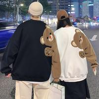 Oversized Sweatshirt Cozy Cartoon Bear Couple Sweatshirts Oversized Warm Casual Winter Tops for Men Women Long Sleeve Sweatshirt