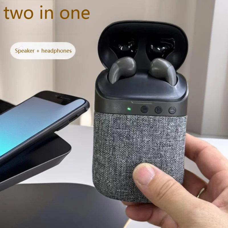 

2 in 1 Bluetooth Earphones and Bluetooth Speaker Support AUX cable and TF card Playback Portable Wireless Headphones and Speaker