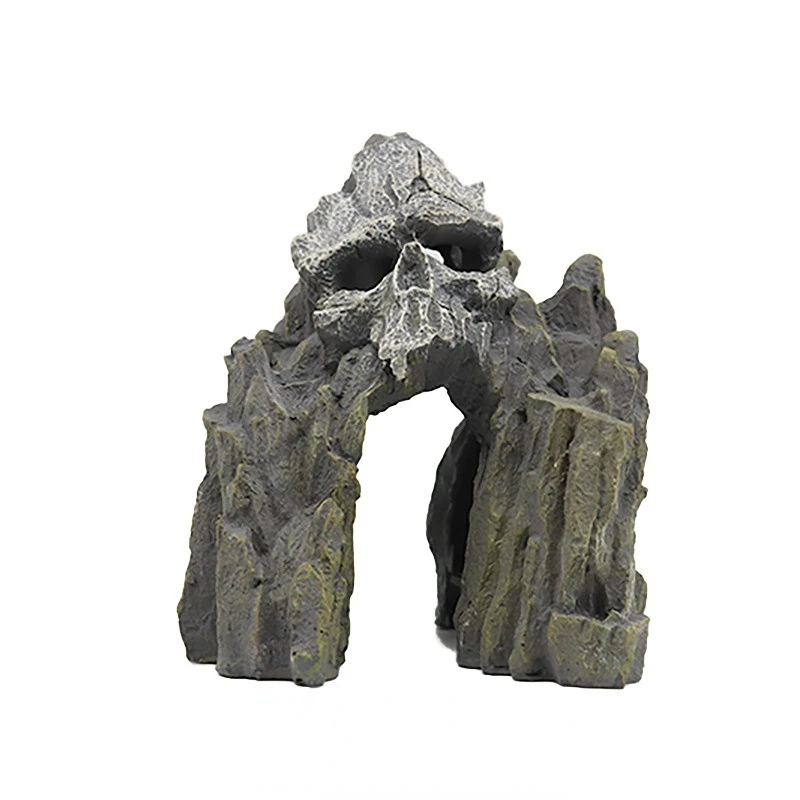 Aquarium Ornament Rockery Hiding Skull Mountain Cave Landscape Fish Tank Aquarium Decor Background