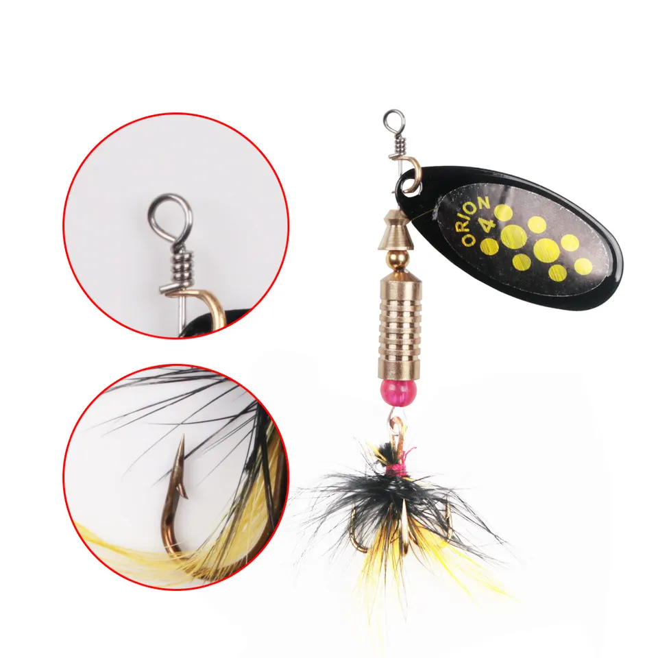 1pcs/lot Rotating Spinner Fishing Lure 3.5g/4.5g/7g/9g/12g Spoon Sequins Metal Hard Bait Wobblers Bass Pesca With Feather Hooks - Detail Angle #03