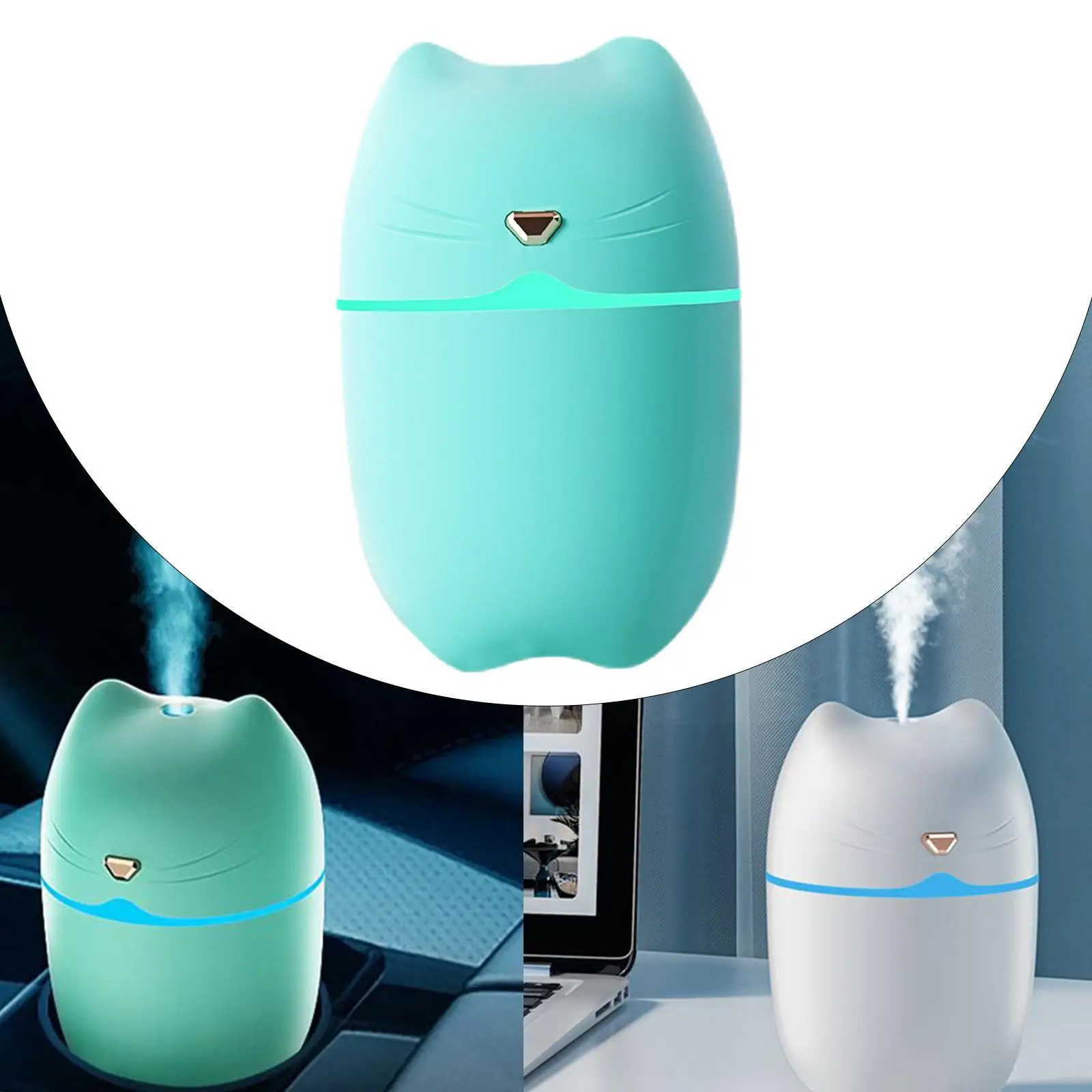 Confezione da 2-6 260ml con Design a orecchio di gatto Mini umidificatore diffusore di olio essenziale verde