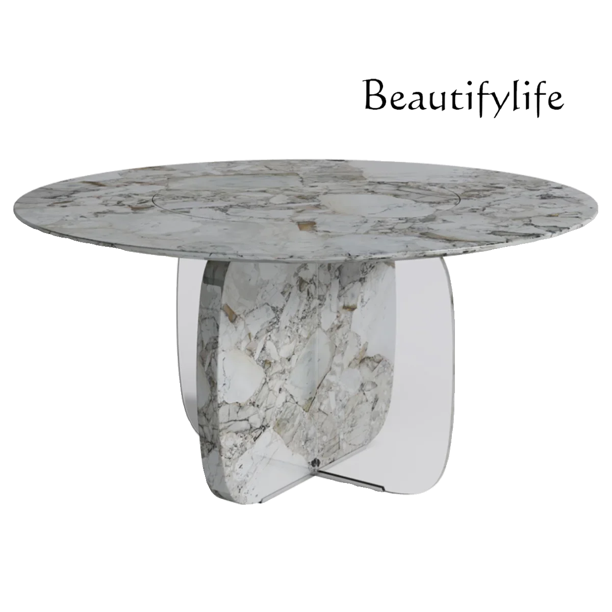 X40 Italian Minimalist Natural Marble Round Dining Table Villa Acrylic Creative Dining Table