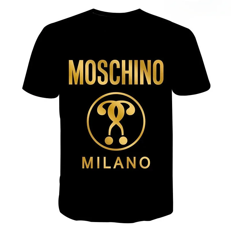 2025 New Summer Moschino Couple T Shirt Men Fashion Streetwear Women Printed Children T-Shirts Cool Tee