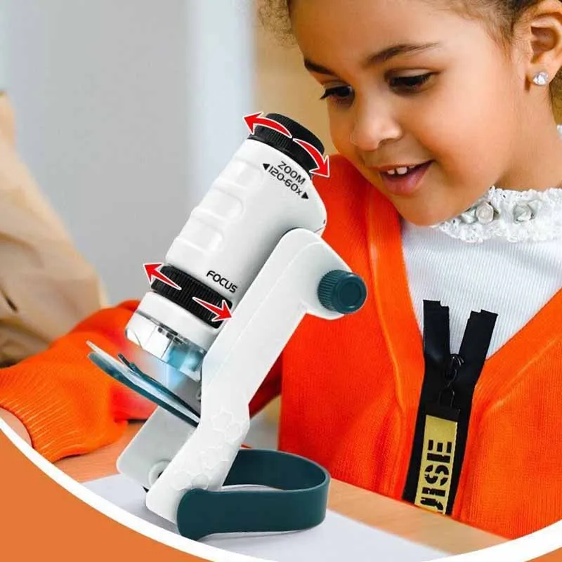 Il microscopio portatile portatile per bambini gioca l'attrezzatura ottica ad alta definizione per i giocattoli per esperimenti scientifici all'aperto dei bambini elementari