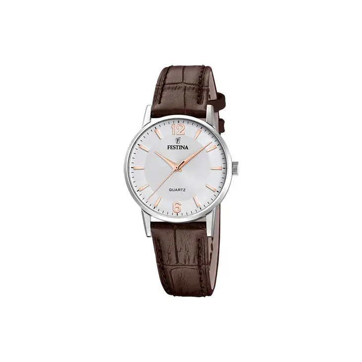 Reloj Festina Mujer en Acero Inoxidable con Correa de Piel Marrón – Diseño Redondo Clásico y Sofisticado, Ideal para Regalo Ref. F20691/2