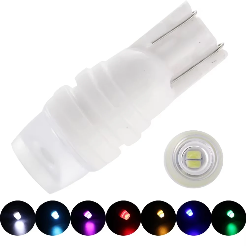 

10PCS T10 W5W 2835 Ceramic Car Led Light 194 168 Auto Bulbs 12V DC White Blue Yellow Red Green 80Lm