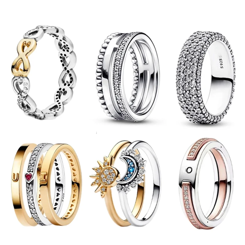 2024 New fashion creative Sun and Moon rings suitable for Christmas premium fine charm jewelry gift Premium jewelry wholesale