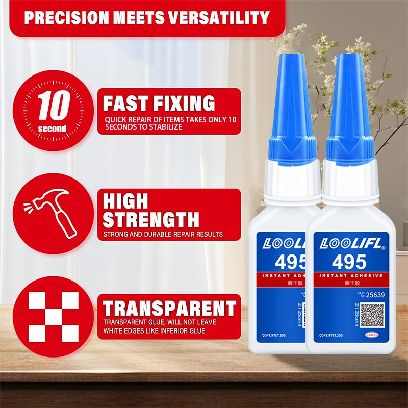

1-3pcs 20ml,FOOLIFL 495 Craft Super Glue,12s Instant Dry Cyanoacrylate Adhesive,Crafts Professional Repair Magic,Universal Adhesive,For Ceramic/Rubber/Wood/Metal/Glass/Plastic,Effective Glue Repair Tool.