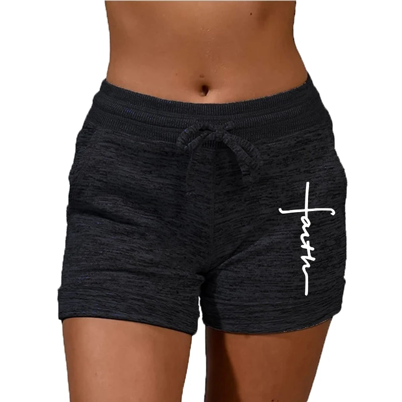 New women's drawstring elastic sports shorts with side pockets for soft and comfortable sportswear  shorts yoga running shorts