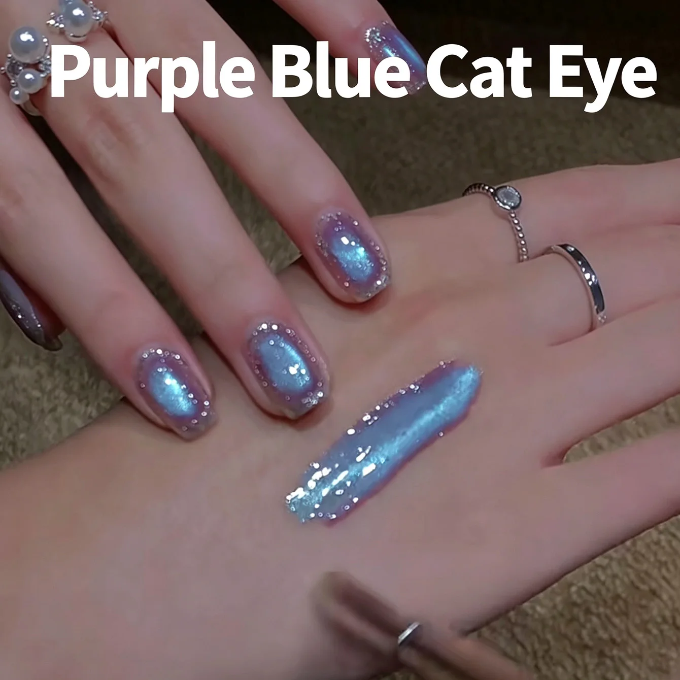2026 Neues Modell Aufhellender Illusions-Lila-Blaues-Licht Glasperlen-Katzenaugen-Gel-Nagellack Lila-Blaue Nägel Nagelzubehör 10ML 1 STÜCK