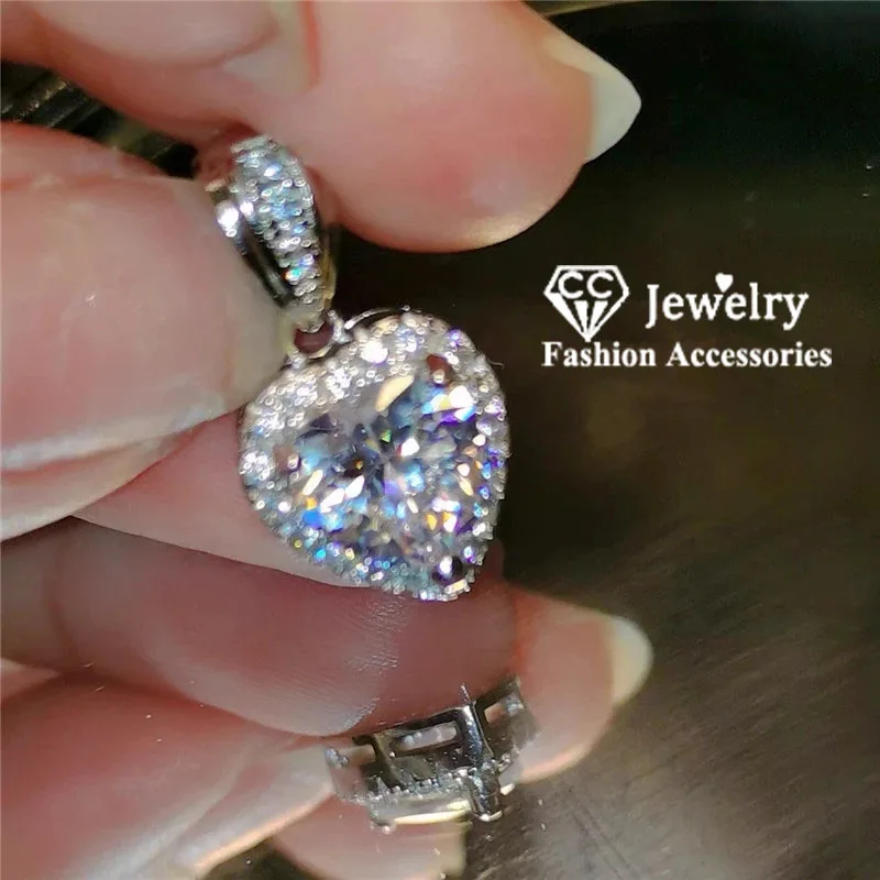 CC Pendants For Women Heart Cubic Zirconia Necklace Pendant Bridal Wedding Engagement Fine Jewelry No Chain CCN286