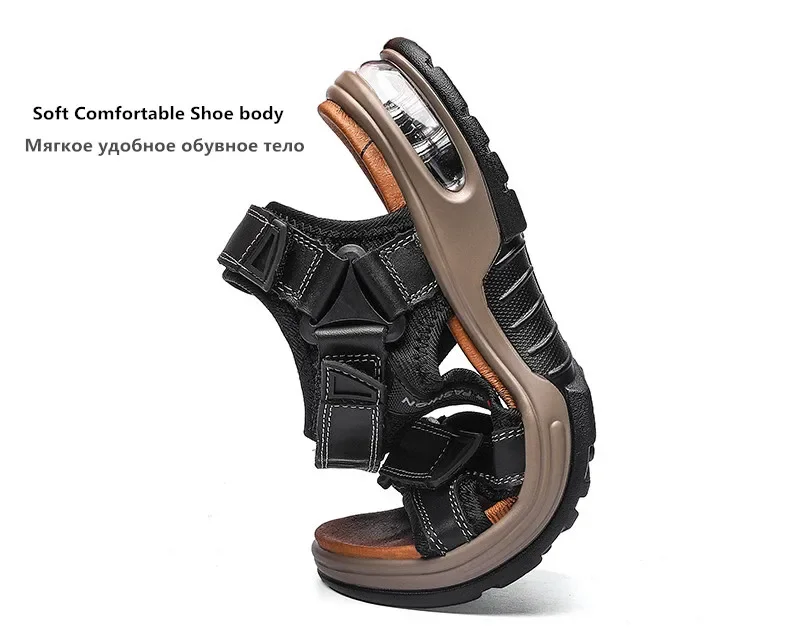 Neue Sommer Echtes Leder Männer Sandalen Mode-Design Atmungsaktive Casual Schuhe Männer Weichen Boden Outdoor Strand Sandalen Große Größe 46 – Detail 9