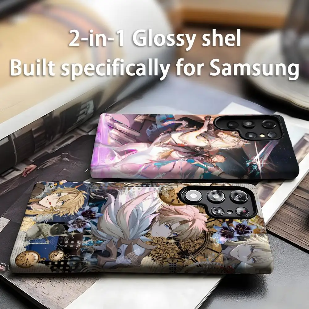 Чехол для телефона Genshin Impact Varka для Samsung Galaxy S25 S24 S23 S22 S21 Plus Ultra, глянцевый, 2-в-1