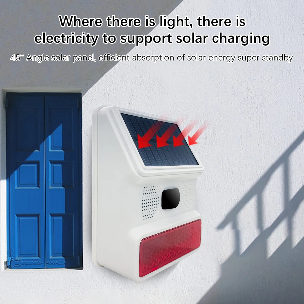 Solar Sound Strobe Light Alarm Infrared Induction Anti-interference IP65 Waterproof Solar Sound-light Alarm Signal