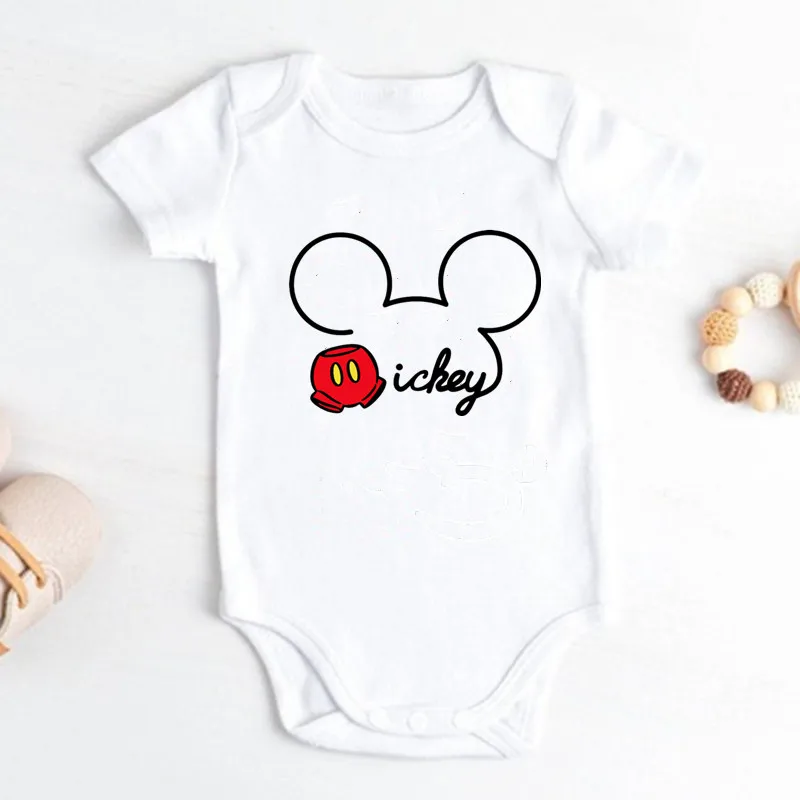 Newborn Clothing Leopard Print Minnie Mouse Head One-pieces White 100% Cotton Baby Clothes for Boy Girl Jumpsuit Bodysuit