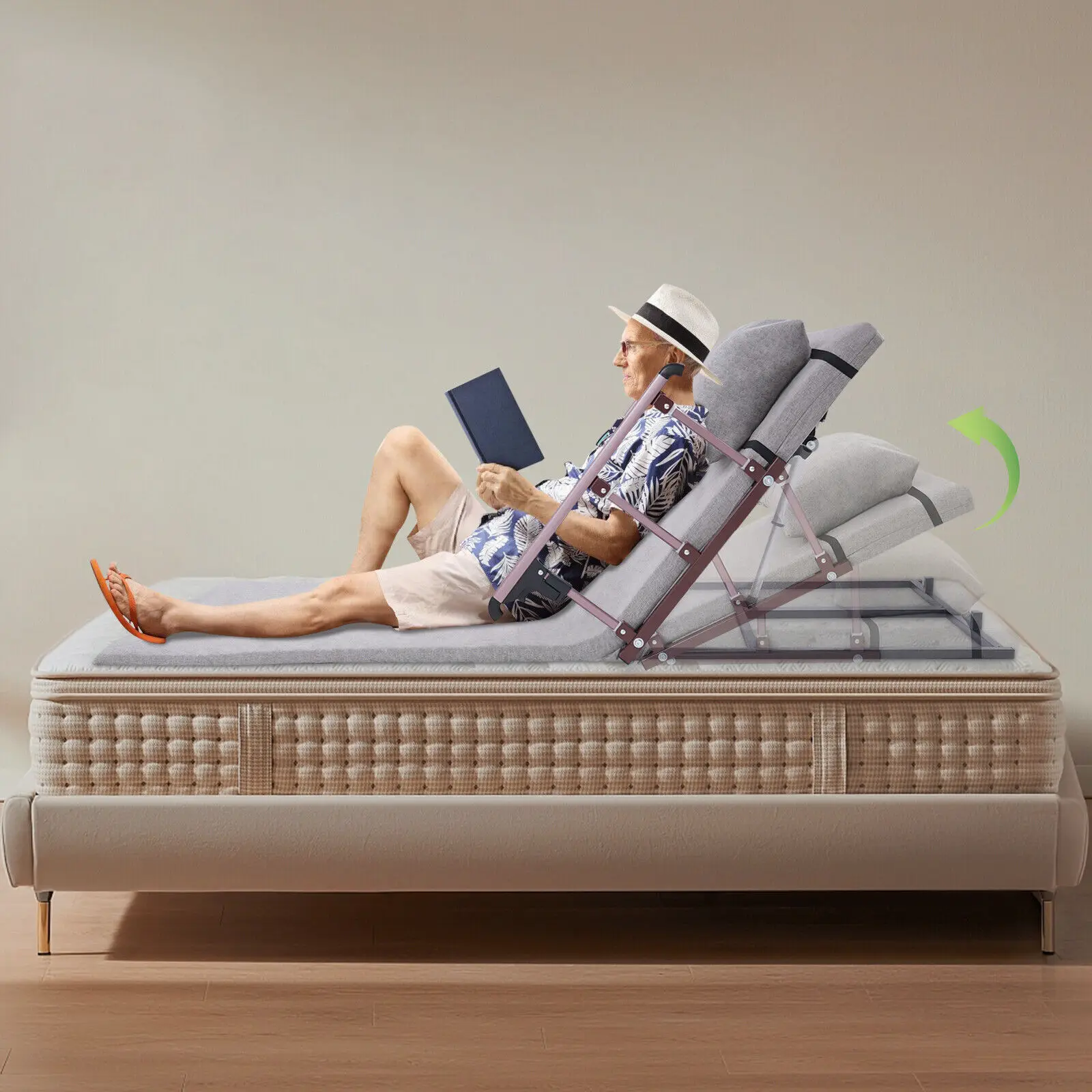 Levantador elétrico de encosto de cama com trilhos, capacidade de 660LB e controle remoto para cuidados com idosos