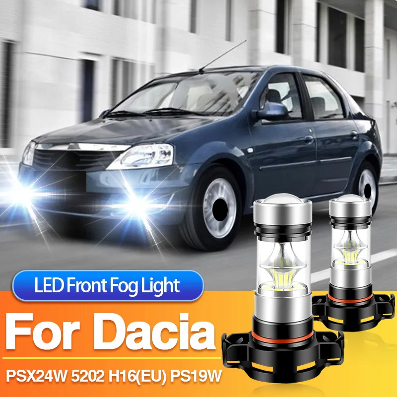 2PCS PSX24W H16(EU) LED Front Fog Light 2504 5202 Blub for Dacia Logan 1 2009-2012, Indicator Lamp Canbus No Error Accessories