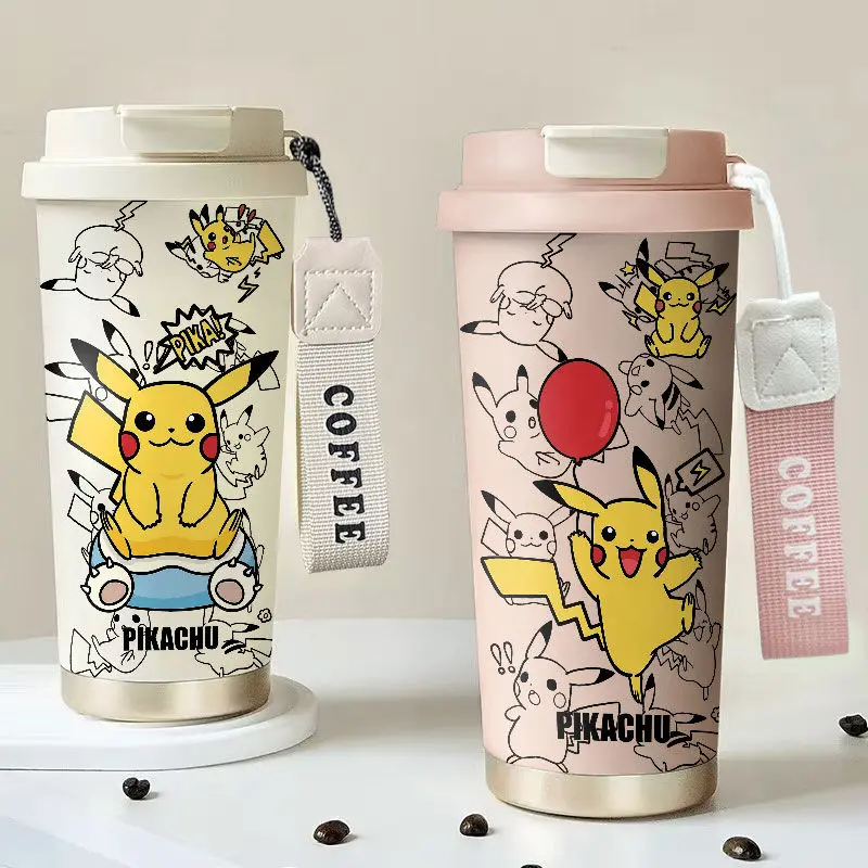 2025年新作-ポケモン-ピカチュウ-サーモスカップ-大容量-漫画風-二重構造-冷水対応-ポータブル-ステンレス製-水筒