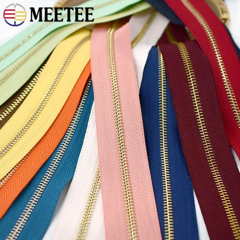 2/3/5M 3# Metal Zipper Tapes Bag Continuous Zippers Coil Purse Luggage Zip Slider Jacket Zips Cabbage Garment Sewing Material