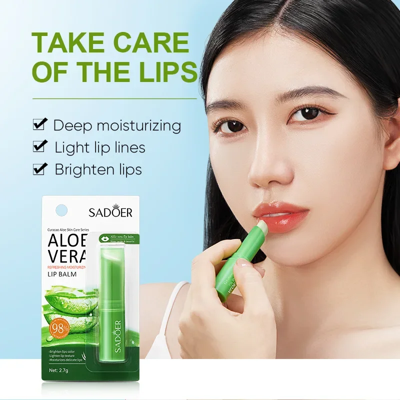 1pc Aloe Vera Moisturizing Lip Balm Moisturizing Nourishing Refreshing Lip Balm Lip Care With Plant Squalane