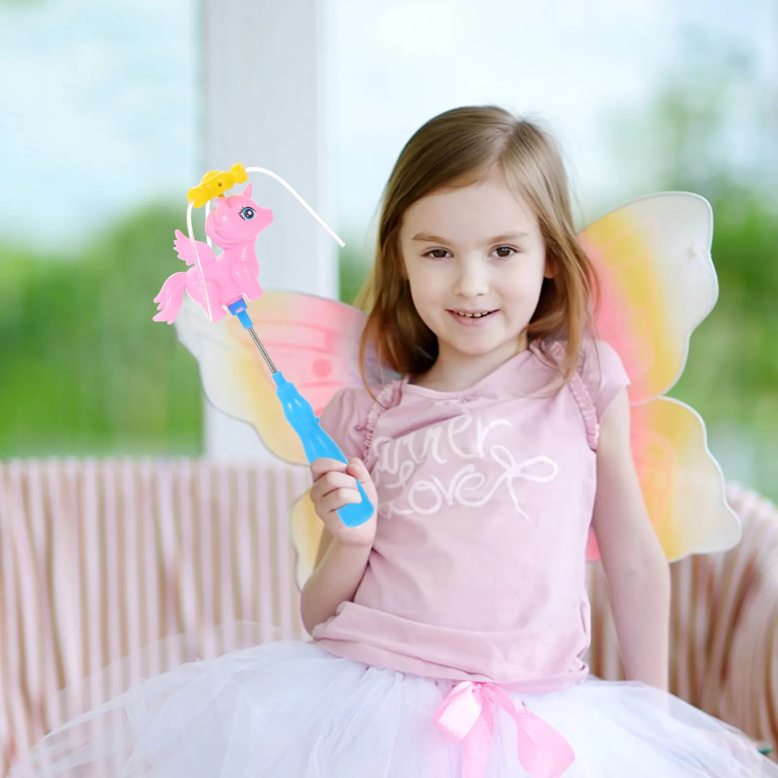 LED Luminous Pinwheel Cartoon Horse Windmill Colorful Rotating Flashing Light Toy for Christmas New Year Party