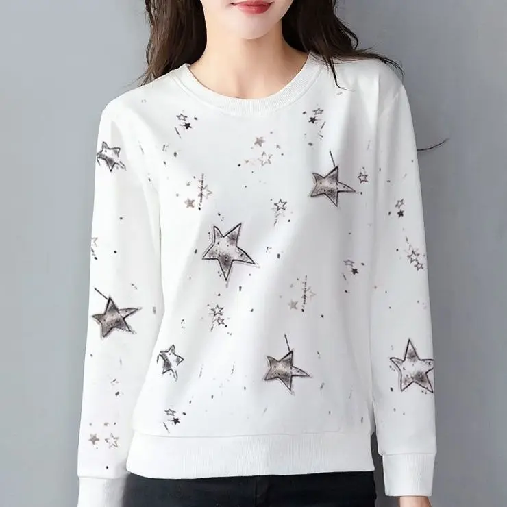 Женская повседневная универсальная футболка с круглым вырезом, белая основа