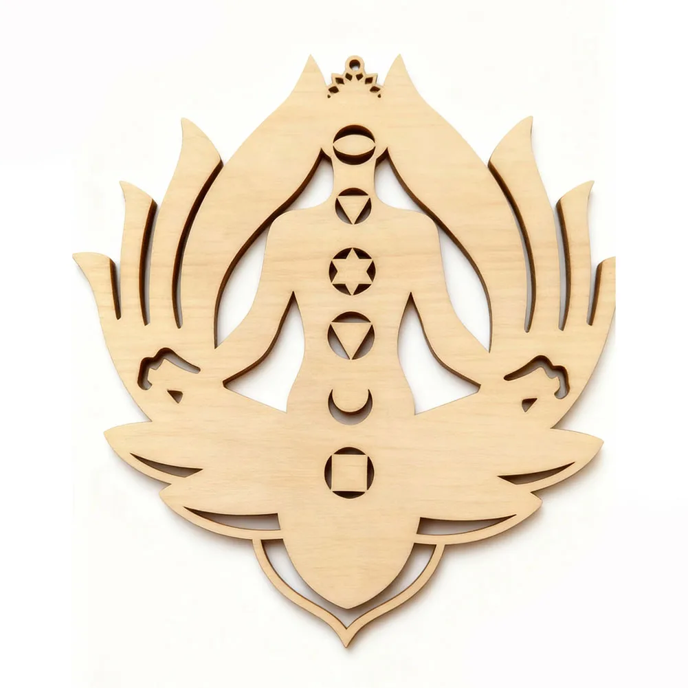 Buddhism Sacred Geometry Hanging Wood Lotus Mandala Wall Art Spiritual Yoga Meditation Chakras Grid Decor Board Coaster Ornament