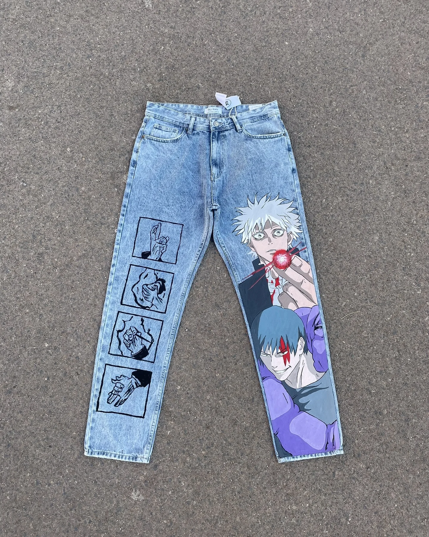 Harajuku Demon Slayer Graphic Wide Leg Jean Fashion Y2k Style Streetwear Blue Denim Mens Jeans Couple High Waist Pants