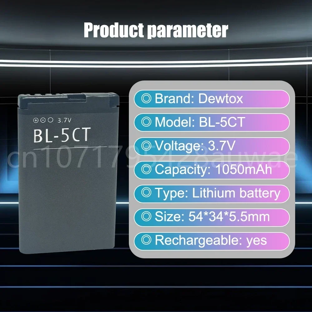 BL-5CT BL5CT Battery for Nokia 3720 5220 5220XM 6330 6730 6303i C5-02 BL 5CT High Quality 1050mAh Batteries