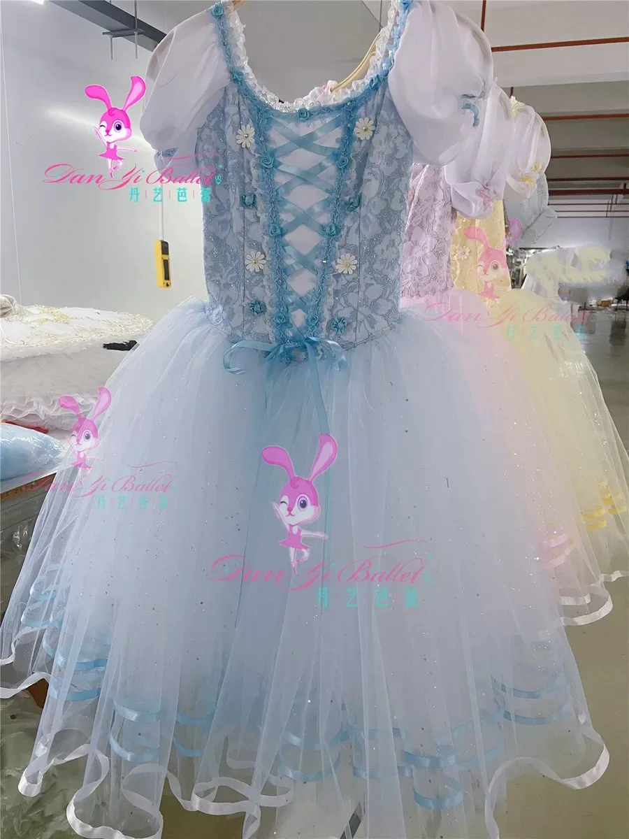 Danyi simple GE Belle sub-pink blue-yellow ballet Guanbu daughter long gauze dress performance competition dress customization