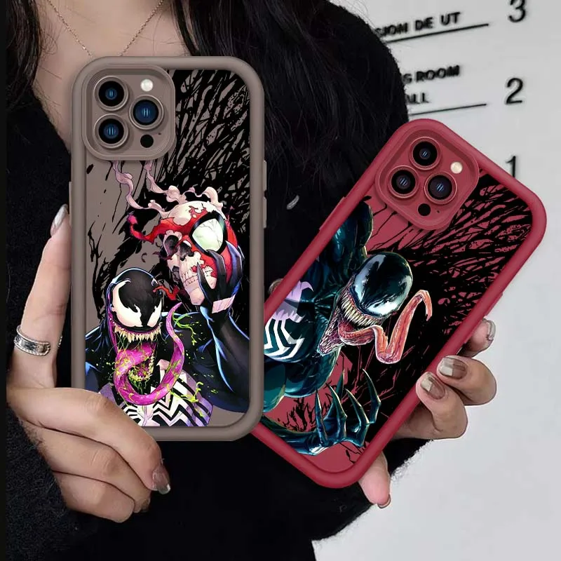 

Marvel Venom Anime For Apple iPhone 16 15 14 13 12 11 Pro Max Plus Eye Ladder Soft TPU Silicone Cover