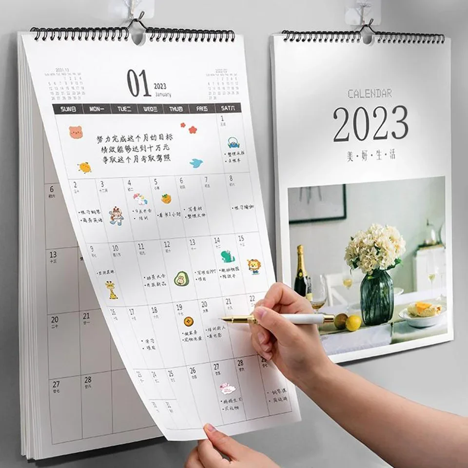 Custom 2024 2025 Wall Hanging Coil Calendar Printing Thick Paper Delicate Desktop Note Office School