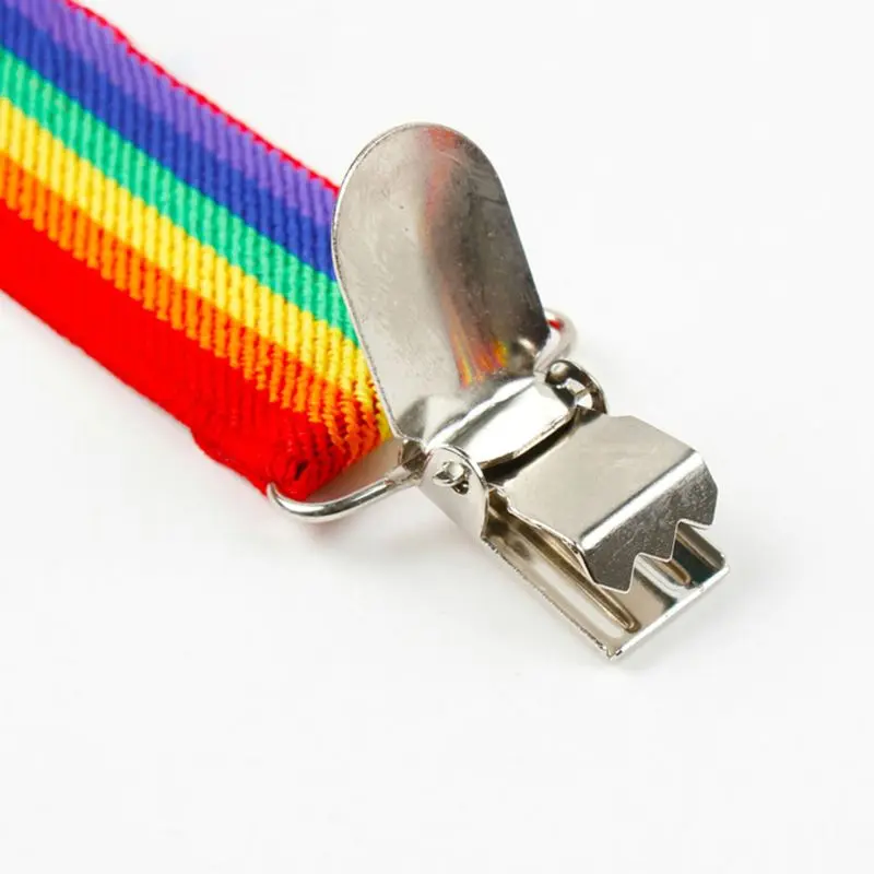 Boys Girls Rainbow Strap Clip Colorful Striped Suspender Adjustable Suspender For Kids