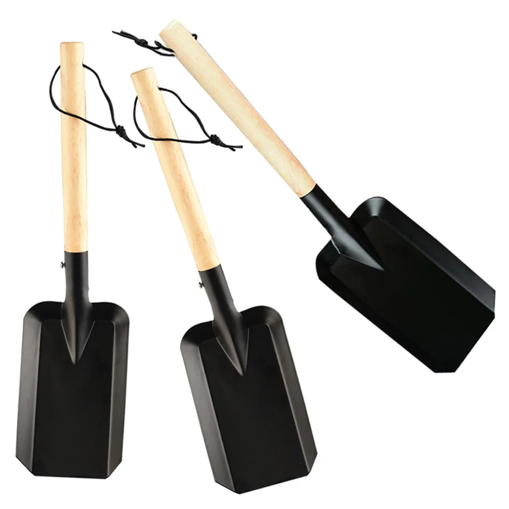 

3pcs Small Iron Spade Oak Handle Garden Shovel Lightweight Soil Digging Tool For Outdoor Planting Transplanting Yard Farming