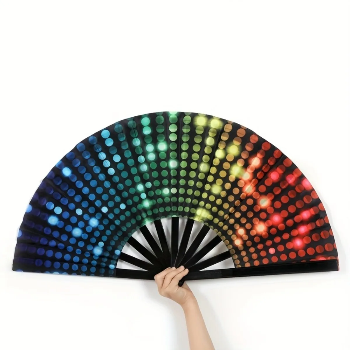 13in Large Summer Dance Fan Folding Handheld Fan, Perfect for Line Dancing And Holiday Parties, Is Ideal for Brightening Up Parties, Concerts, Rave Parties, And Carnivals, Can Be Used As Props, Dances Or Decoration