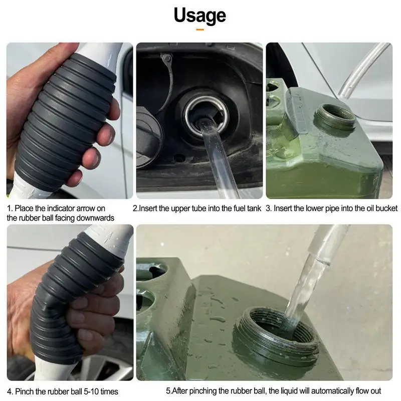 Bomba de manguera de sifón, herramienta Manual de transferencia de agua para aceite, con 2 Clips de manguera y 2 mangueras de PVC duraderas