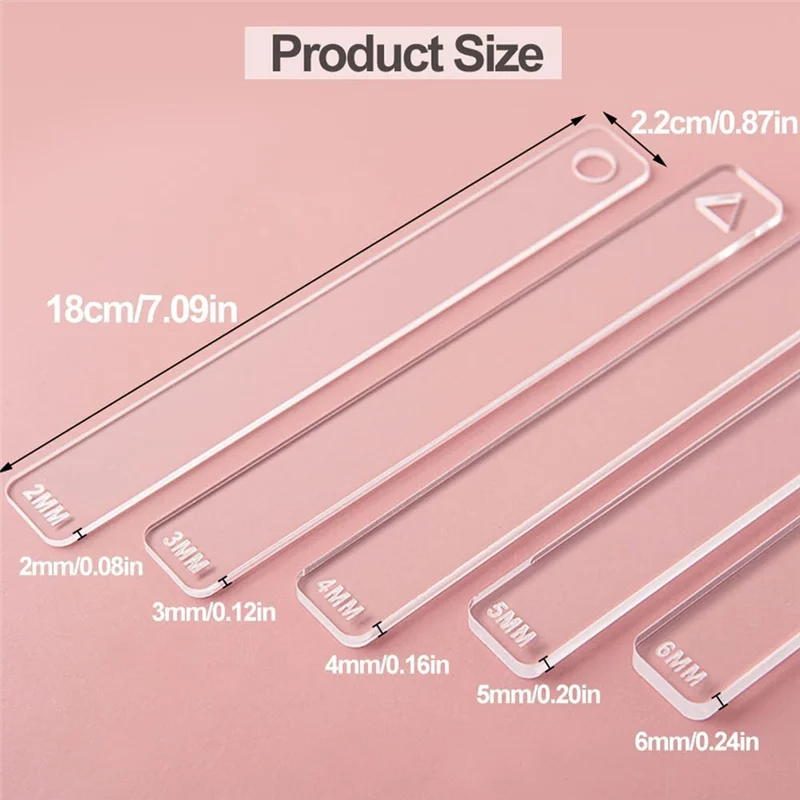 F-3C 5 pares de guias de rolo de argila para espessura de massa 2/3/4/5/6mm régua de espessura de argila de polímero ferramentas de rolo de argila