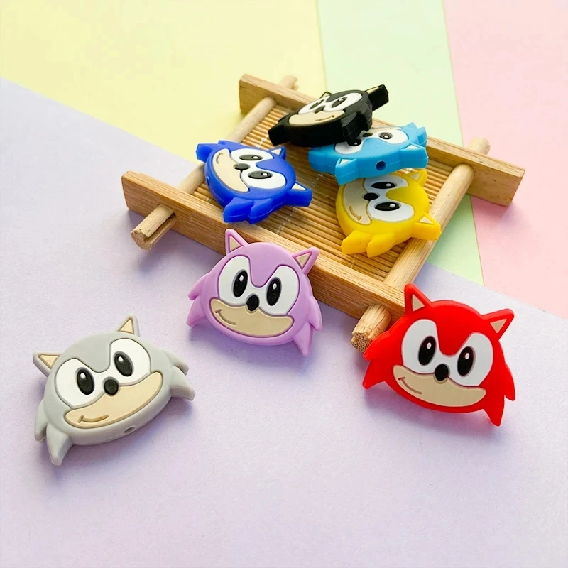 10pcs Sonic The Hedgehog Silicone focal Beads For Jewelry Making DIY Nipple Chain Bead Pen Handmade Accessories