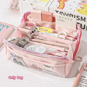 Transparent pencil case with multi -sized prisms, large capacity, multifunctional, simple and high -appearance, 1 piece 6 Main Sales School Multifunction Case - №5