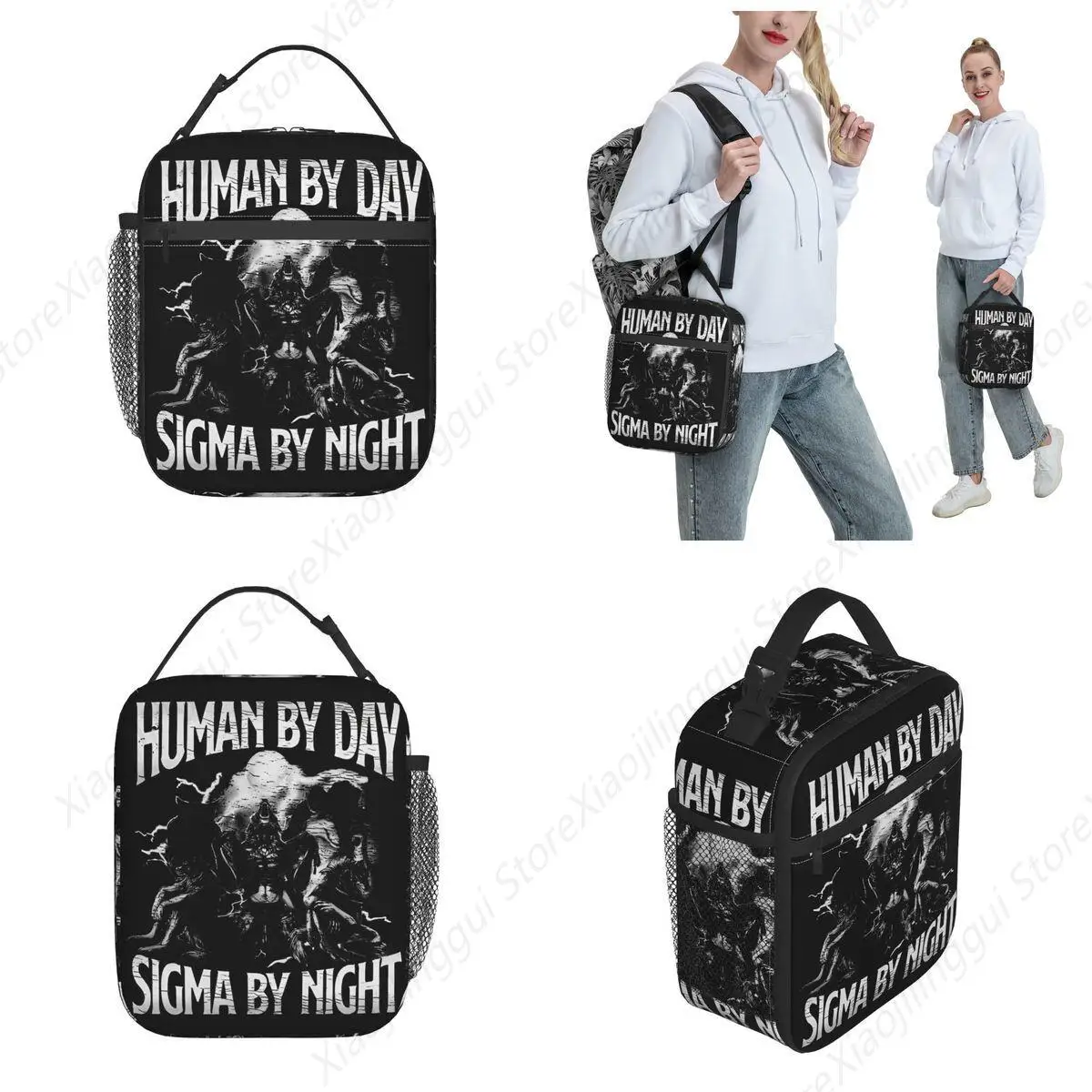 Human By Day Sigma By Night Bootleg Insulated Lunch Bag Food Box Multifunction Cooler Thermal Bento Box Work