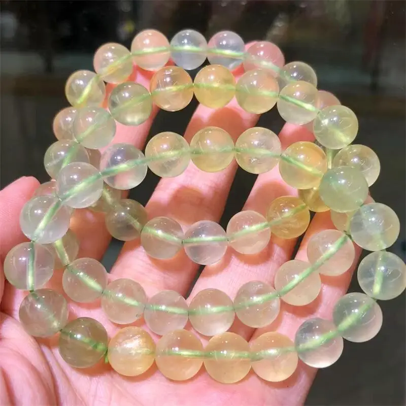 Natural Rainbow Prehnite Bracelet Handmade Crystal Quartz Jewelry Stretch Bangle Children Birthday Gift 1pcs 8/10MM